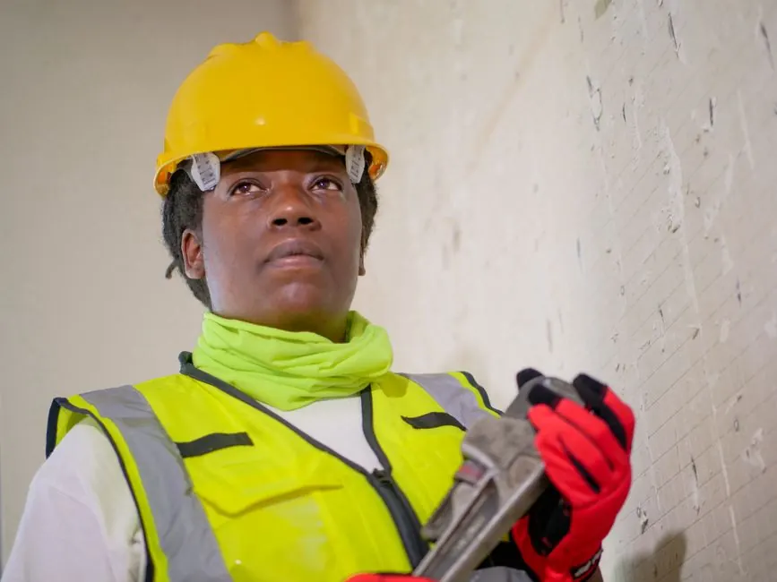 Technician using tools during a service visit